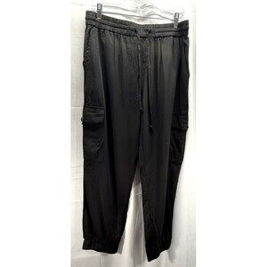 Dress Forum Los Angeles Womens Black Tencel Cargo Jogger Sz Large